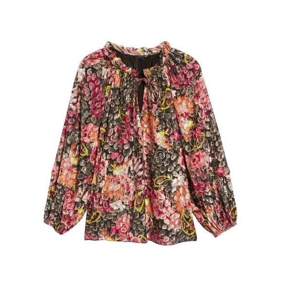 Kobi Halperin August Paisley Print Jacquard Blouse in Fire Multi Size‎ S - Picture 3 of 12